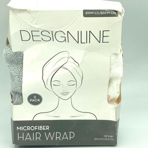 Designline Microfiber Hair turban Wrap Towel 2 Pack Gray & White Pink Polka Dot.